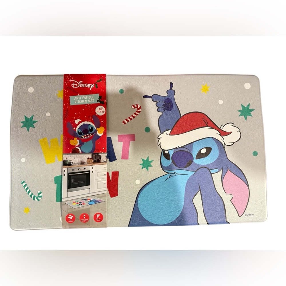 Disney Lilo & Stitch Anti Fatigue Christmas  Kitchen Mat, 18in x 30in